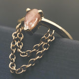 Call Me! Seam Ring 16g 5/16" with Oregon Sunstone in 14k Yellow Gold by BVLA