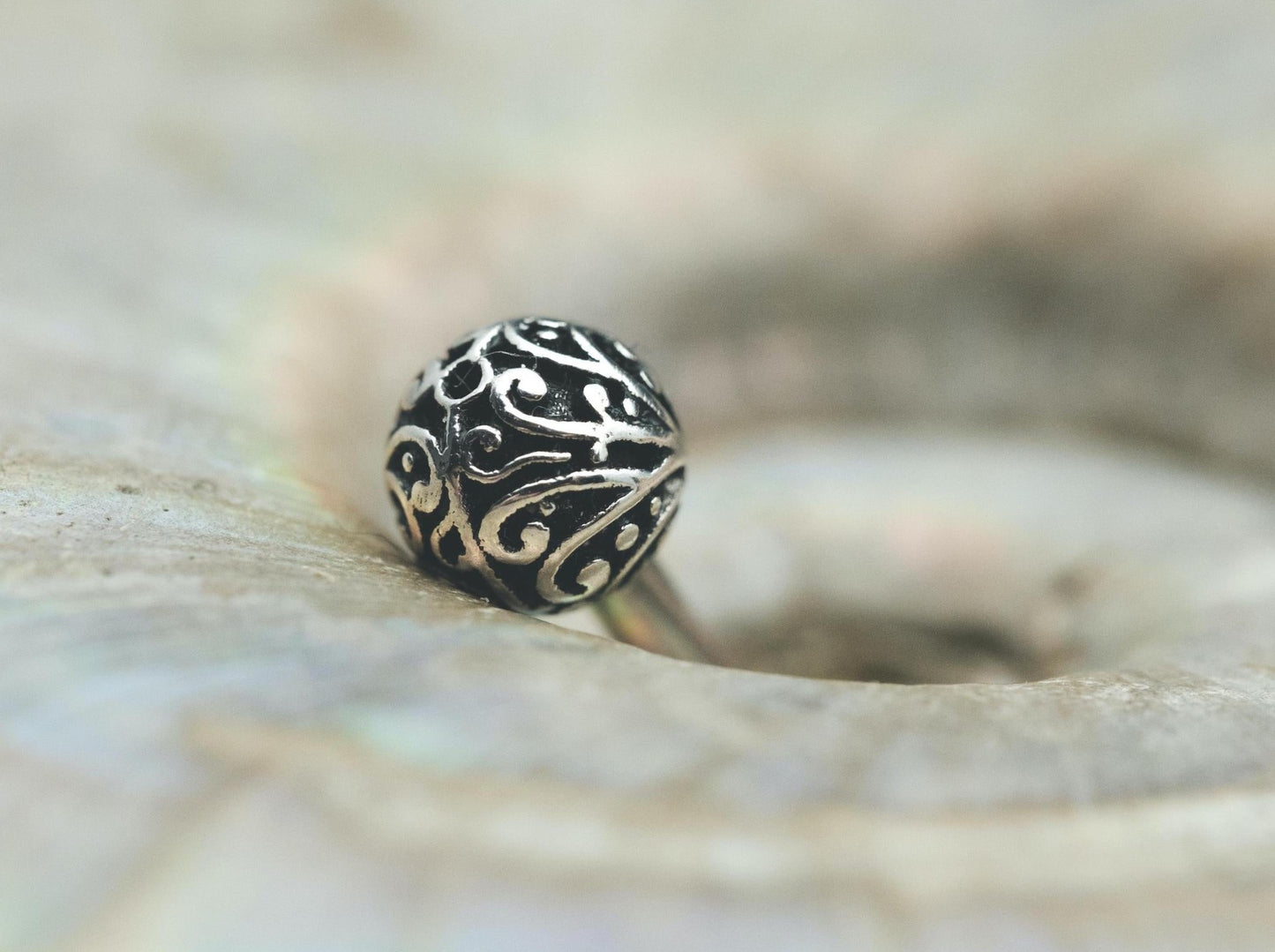 Filigree Bead 5.5mm in 14k White Gold Threadless by BVLA