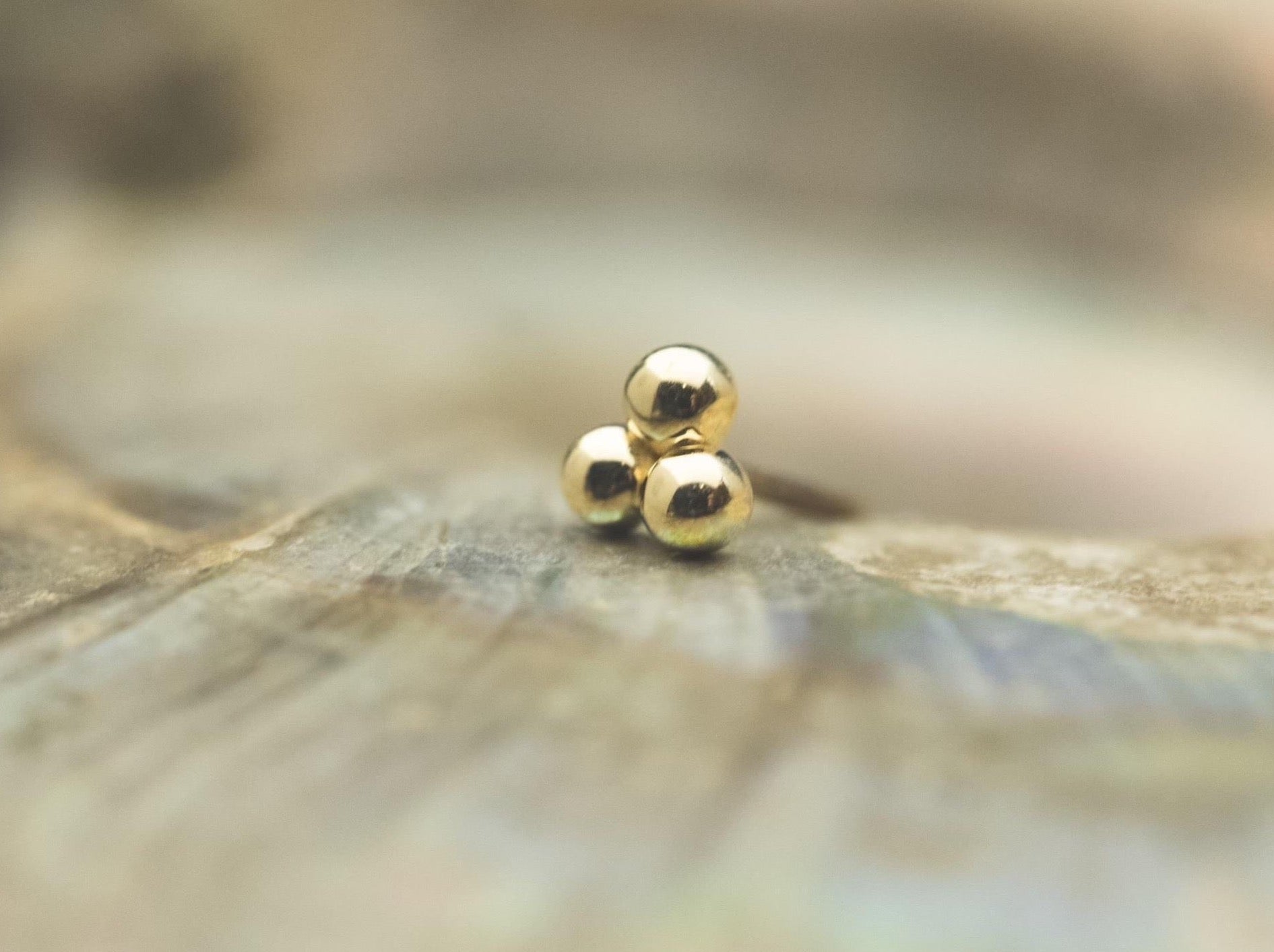 Tri Bead Cluster (1.5mm beads) in 14k Yellow Gold Threadless by BVLA