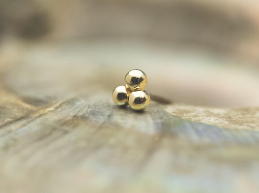 Tri Bead Cluster (1.25mm beads) in 14k Yellow Gold Threadless by BVLA