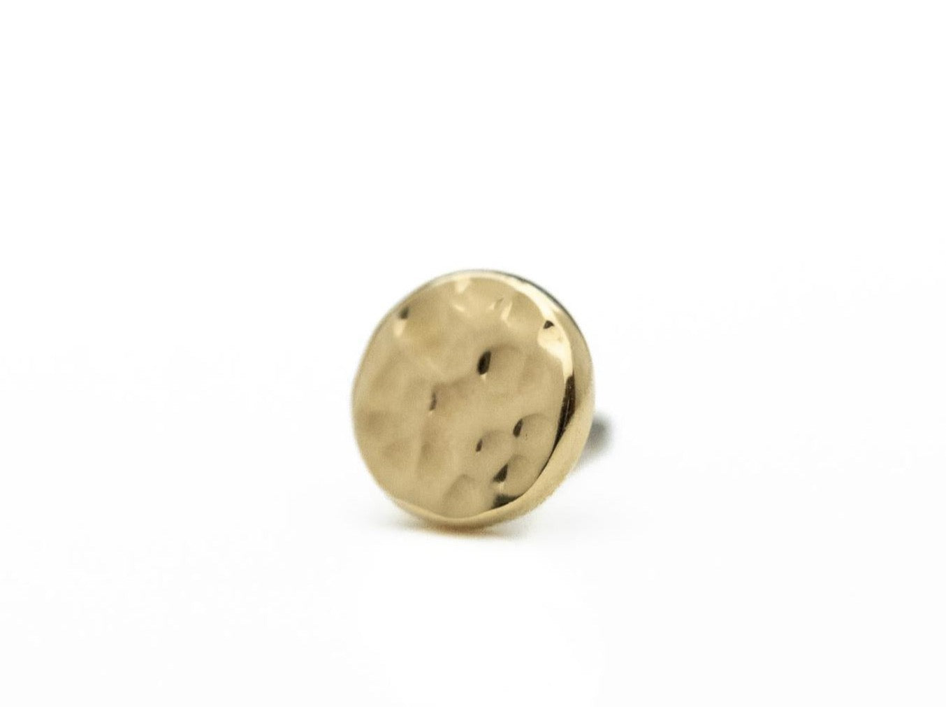 Hammered Disc 4mm in 14k Yellow Gold Threadless by BVLA
