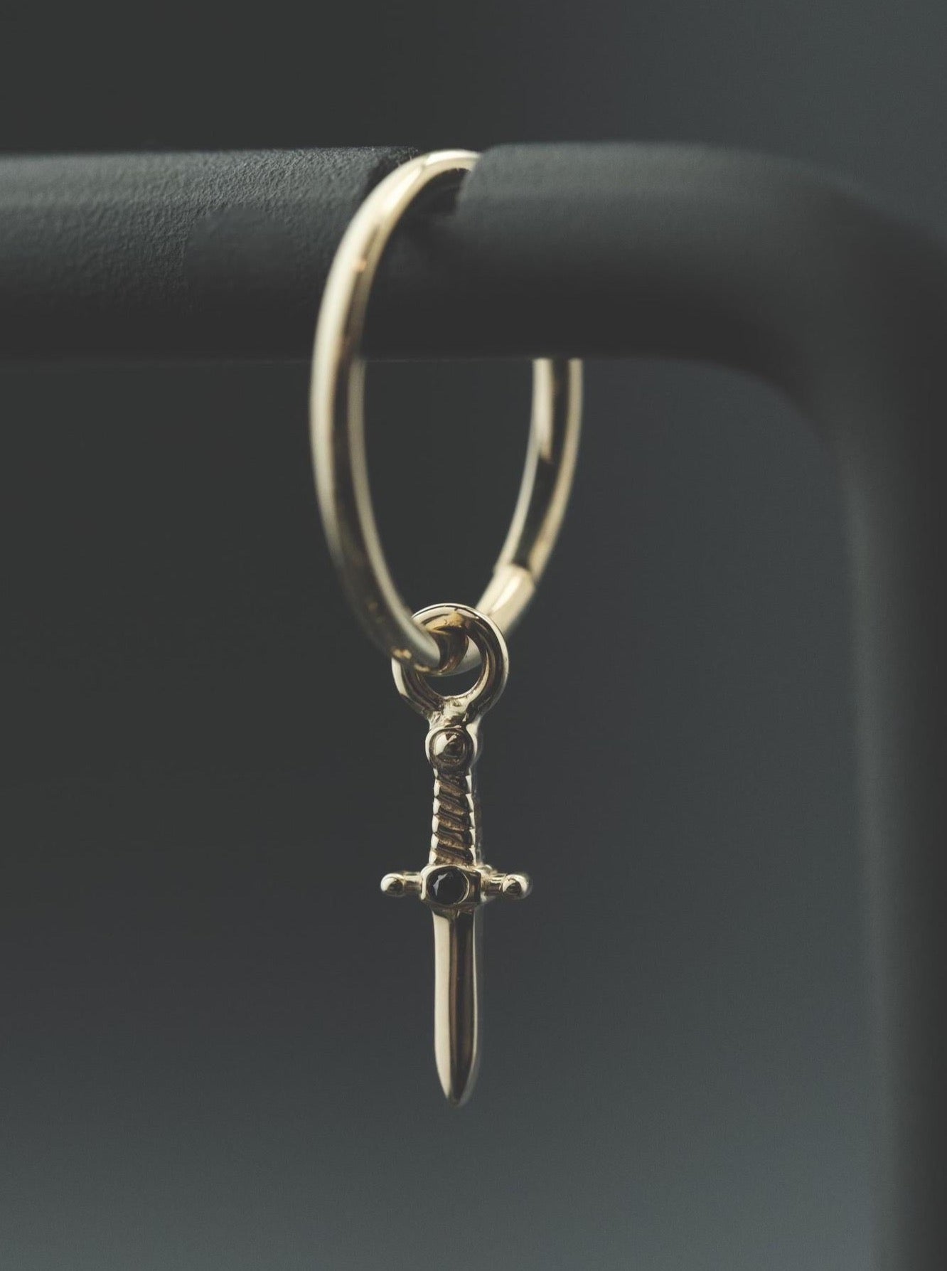 Slasher Dagger Charm (16g) with Black Diamond in 14k Yellow Gold by BVLA