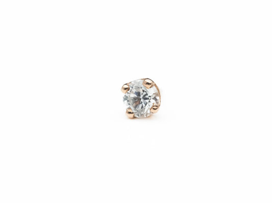 Round Prong 2mm VS Diamond in 14k Rose Gold Threadless by BVLA