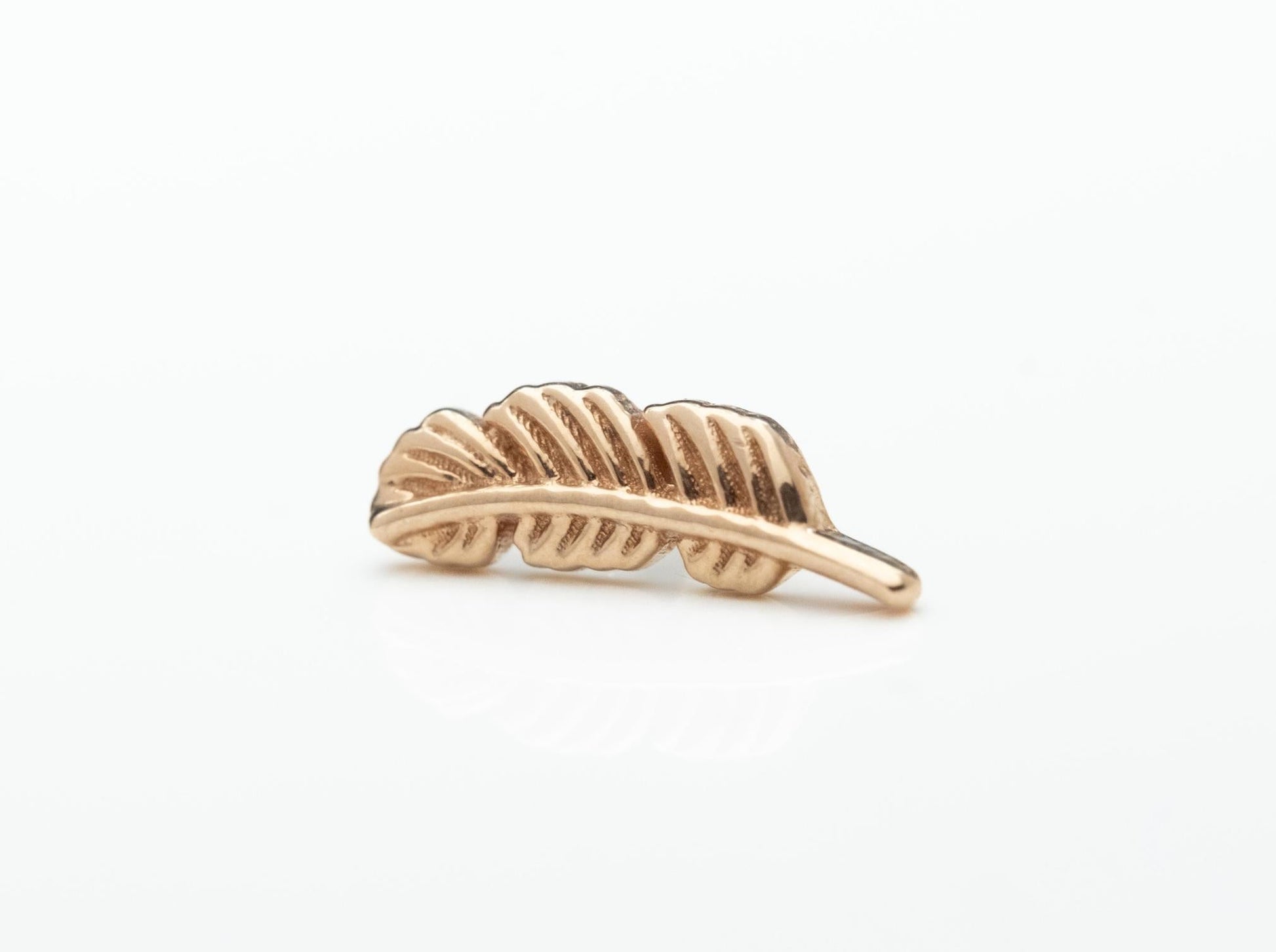 Feather 10mm (Curved Left) in 14k Rose Gold Threadless by BVLA