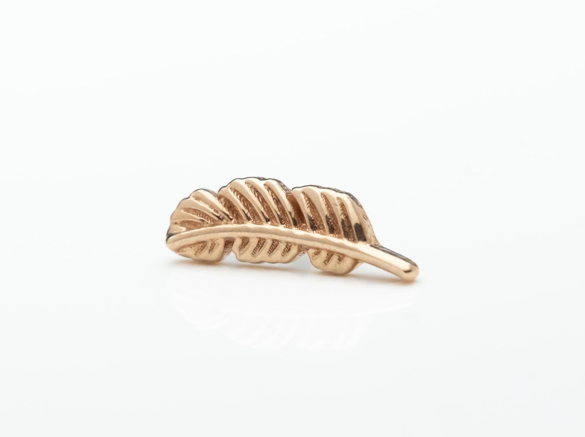 Feather 10mm (Curved Right) in 14k Rose Gold Threadless by BVLA