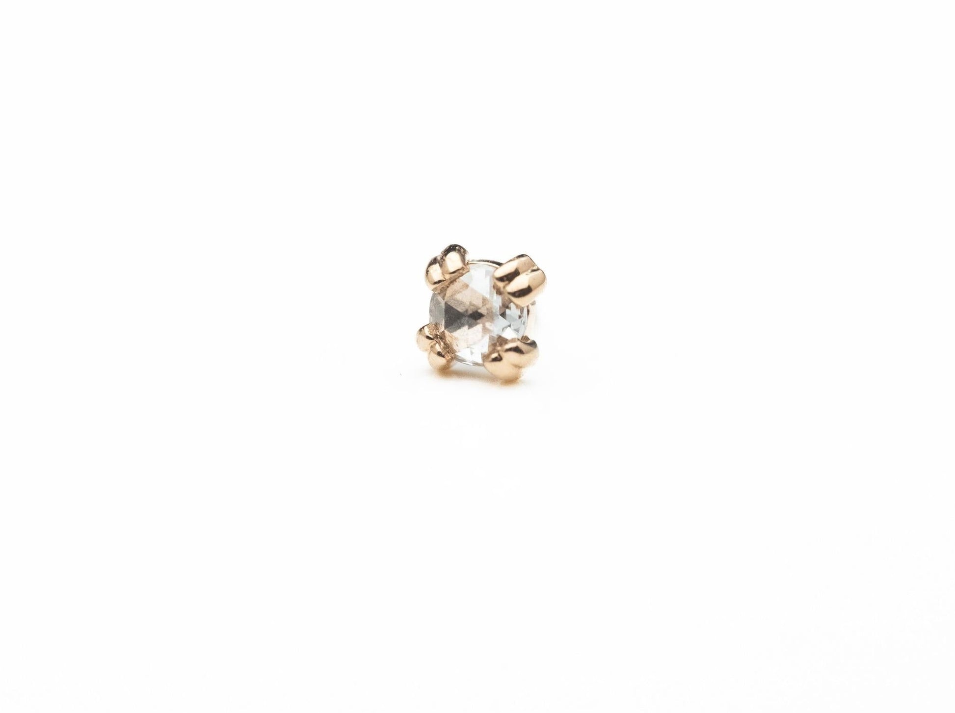 Cab Prong 2.5mm Rose Cut VS Diamond in 14k Rose Gold Threadless by BVLA