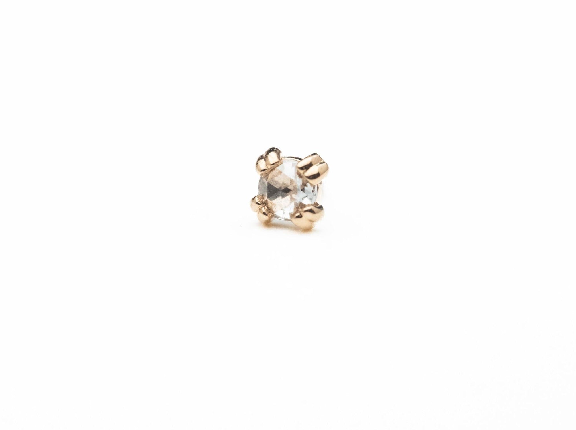 Cab Prong 2mm Rose Cut VS Diamond in 14k Rose Gold Threadless by BVLA