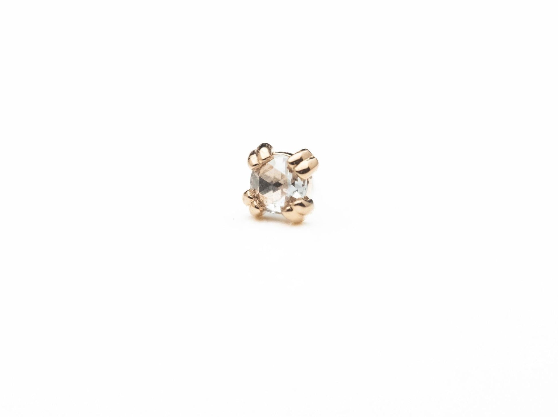 Cab Prong 2mm Rose Cut VS Diamond in 14k Rose Gold Threadless by BVLA