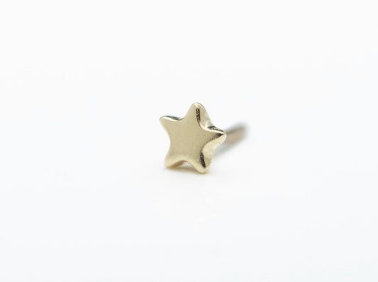 Tiny Flat Star 3mm, 14k Yellow Gold Threadless