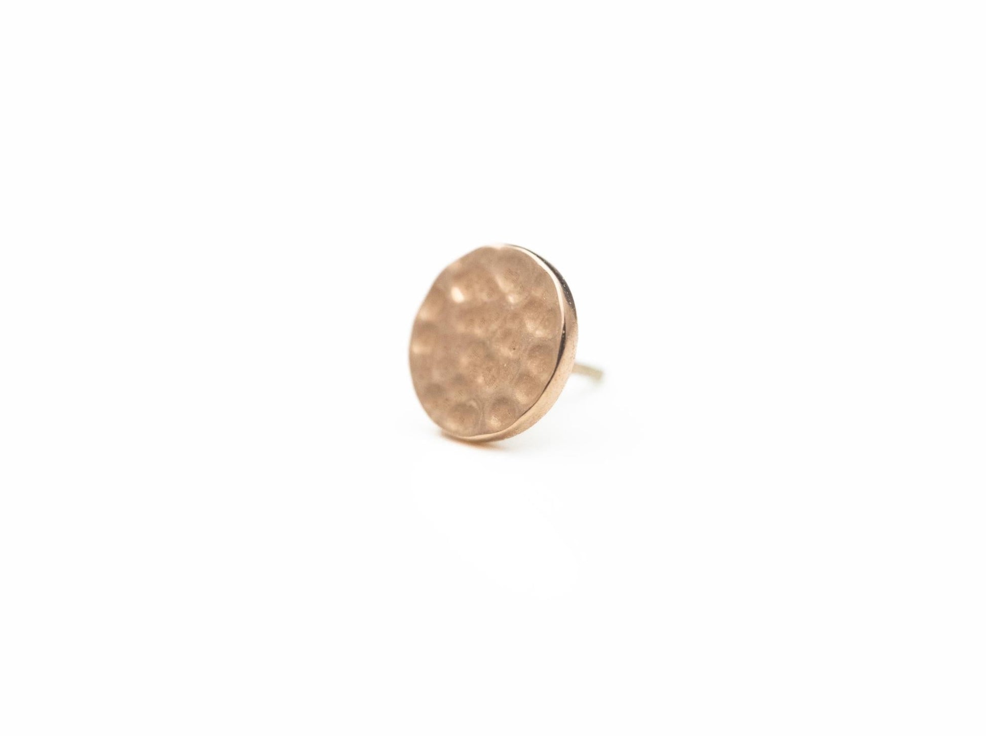 Hammered Disc in 14k Rose Gold Threadless