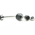 Dangle Navel Curve with Black CZ in Titanium by Anatometal