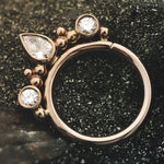 Eden Pear Seam Ring 16g 3/8" with VS Diamonds in 14k Rose Gold by BVLA