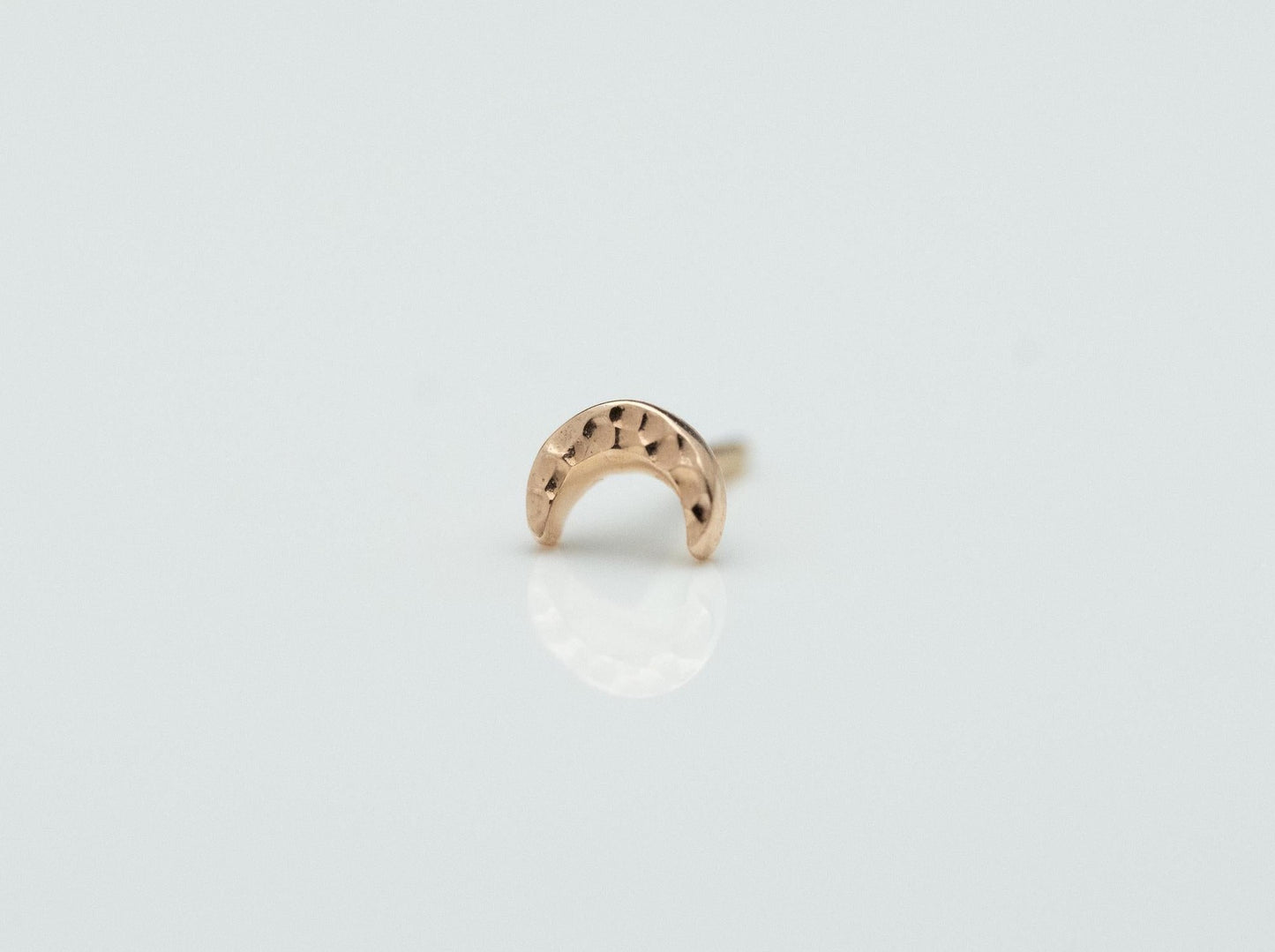 Hammered Moon 3mm in 14k Rose Gold Threadless by BVLA
