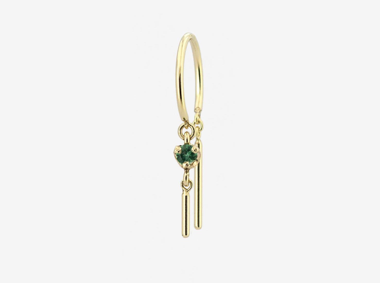 Diamond Baby Chime Earring in 14k Yellow Gold with Emerald by jack&g
