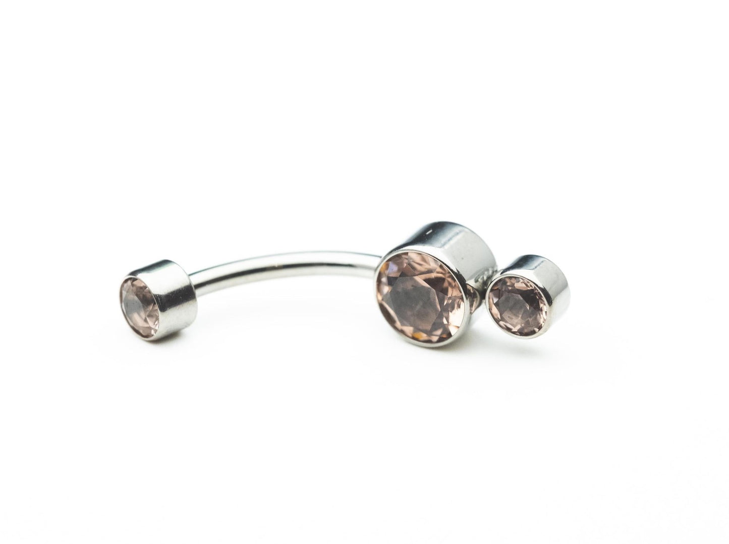 Tiered Navel Curve with Morganite CZ in Titanium by Anatometal