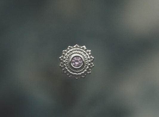 Afghan 4mm w/Light Pink Sapphire, 14k White Gold Threadless