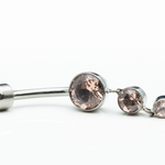 Dangle Navel Curve with Morganite CZ in Titanium by Anatometal