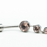 Dangle Navel Curve with Morganite CZ in Titanium by Anatometal