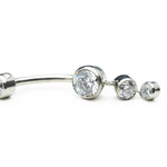 Dangle Navel Curve with White CZ in Titanium by Anatometal