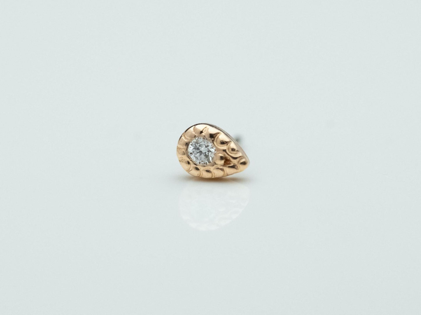Pave Teardrop with VS Diamond in 14k Rose Gold Threadless by BVLA