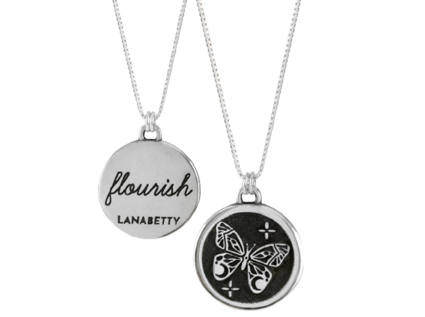 Flourish Sterling Silver Mantra Necklace with 18" chain by Lanabetty