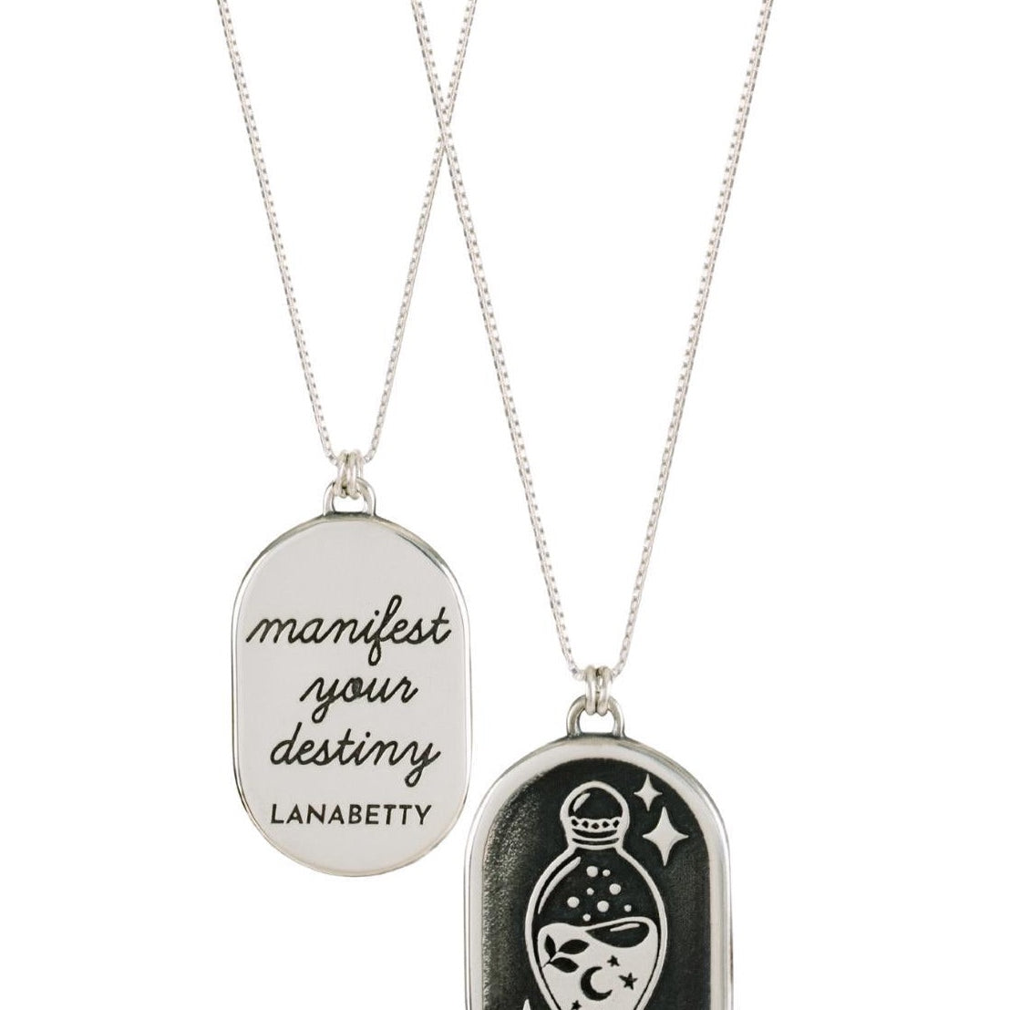 Manifest Your Destiny Sterling Silver Mantra Necklace with 24” chain by Lanabetty
