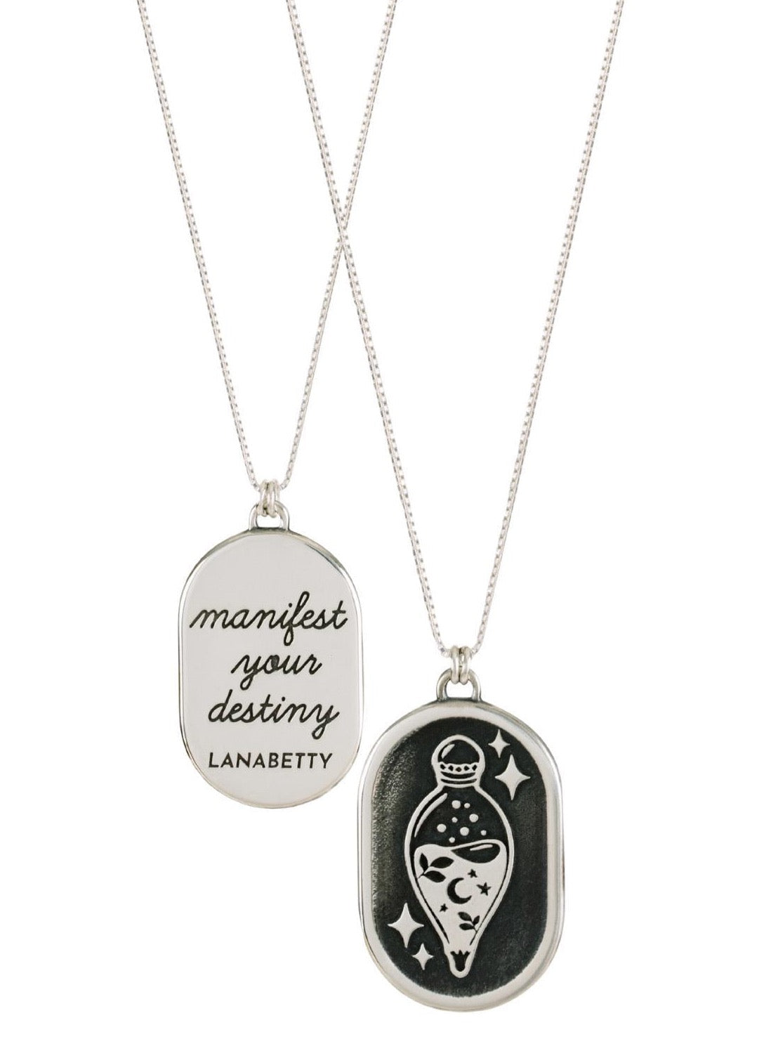 Manifest Your Destiny Sterling Silver Mantra Necklace with 24” chain by Lanabetty