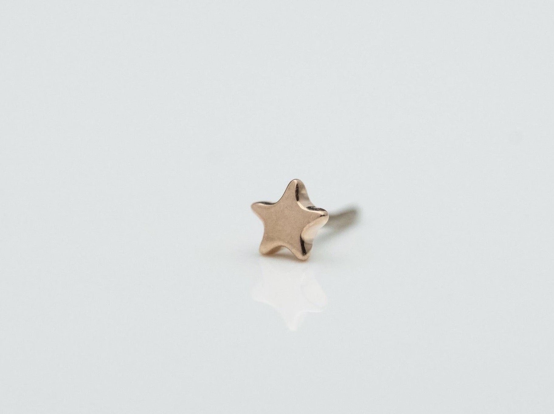 Tiny Flat Star 3mm in 14k Rose Gold Threadless by BVLA