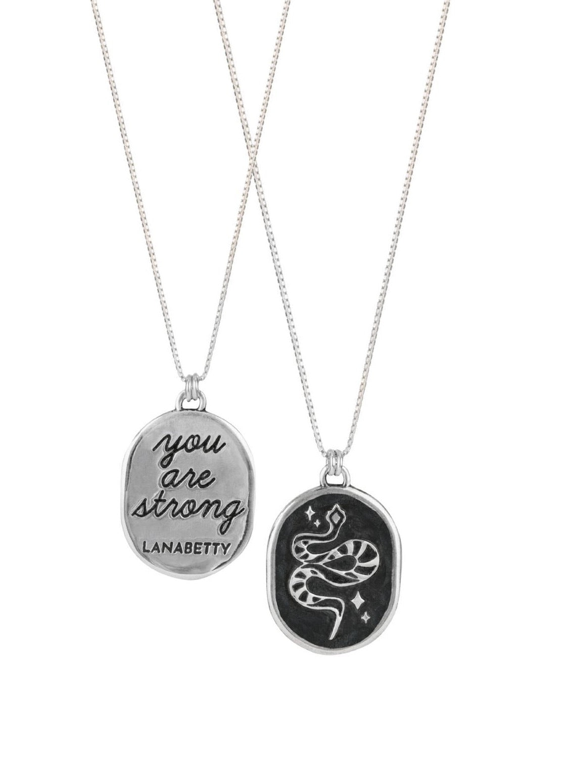 You Are Strong Sterling Silver Mantra Necklace with 20" chain by Lanabetty